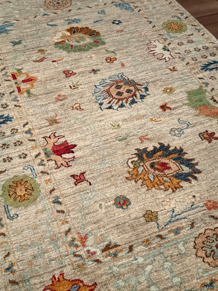 Sultani Binbirgece Orijinal El Dokuması Bej Kök Boya Yün Halı 0.81x120 0.97 Metrekare - 3x4 ft