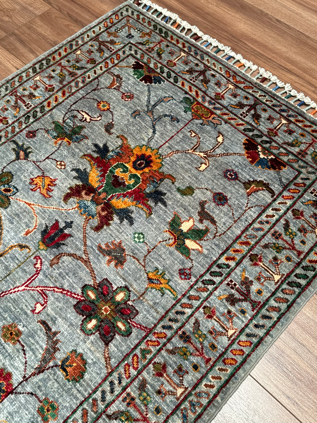 Sultani Binbirgece Orijinal El Dokuması Gri Kök Boya Yün Halı 0.85x127 1.08 Metrekare - 3x4 ft