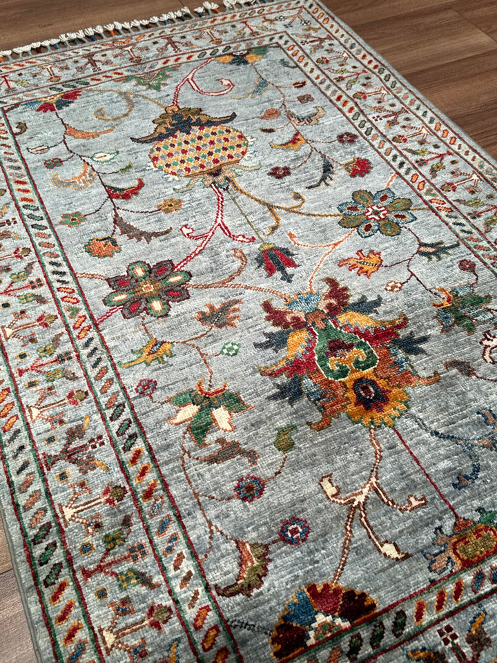 Sultani Binbirgece Orijinal El Dokuması Gri Kök Boya Yün Halı 0.85x127 1.08 Metrekare - 3x4 ft