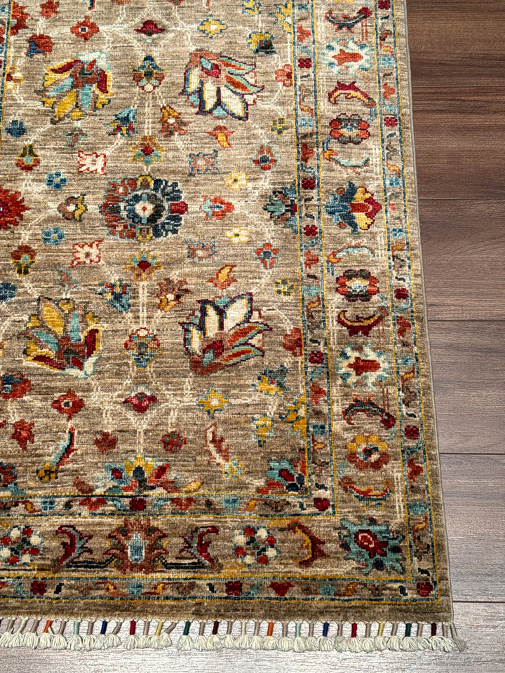 Sultani Binbirgece Orijinal El Dokuması Bej Kök Boya Yün Halı 0.80x120 0.96 Metrekare - 3x4 ft