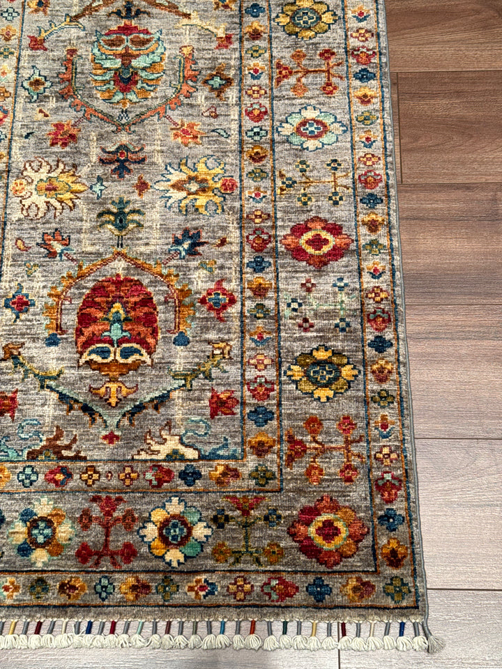 Sultani Binbirgece Orijinal El Dokuması Gri Kök Boya Yün Halı 0.78x120 0.94 Metrekare - 3x4 ft