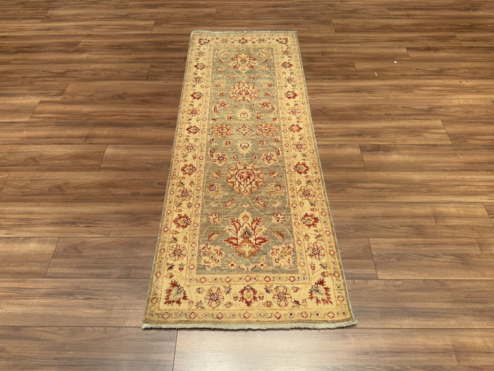 Uşak Original Hand Woven Runner Cream Vegetable Dyed Wool Carpet 0.78x211 1.65 Square Meters - 2x7 ft