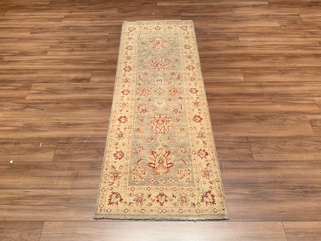 Uşak Original Hand Woven Runner Cream Vegetable Dyed Wool Carpet 0.78x211 1.65 Square Meters - 2x7 ft