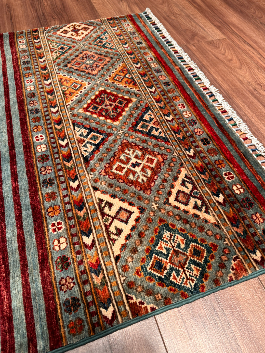 Khorjin Orijinal El Dokuması Multi Kök Boya Yün Halı 102x151 1.54 Metrekare - 3x5 ft