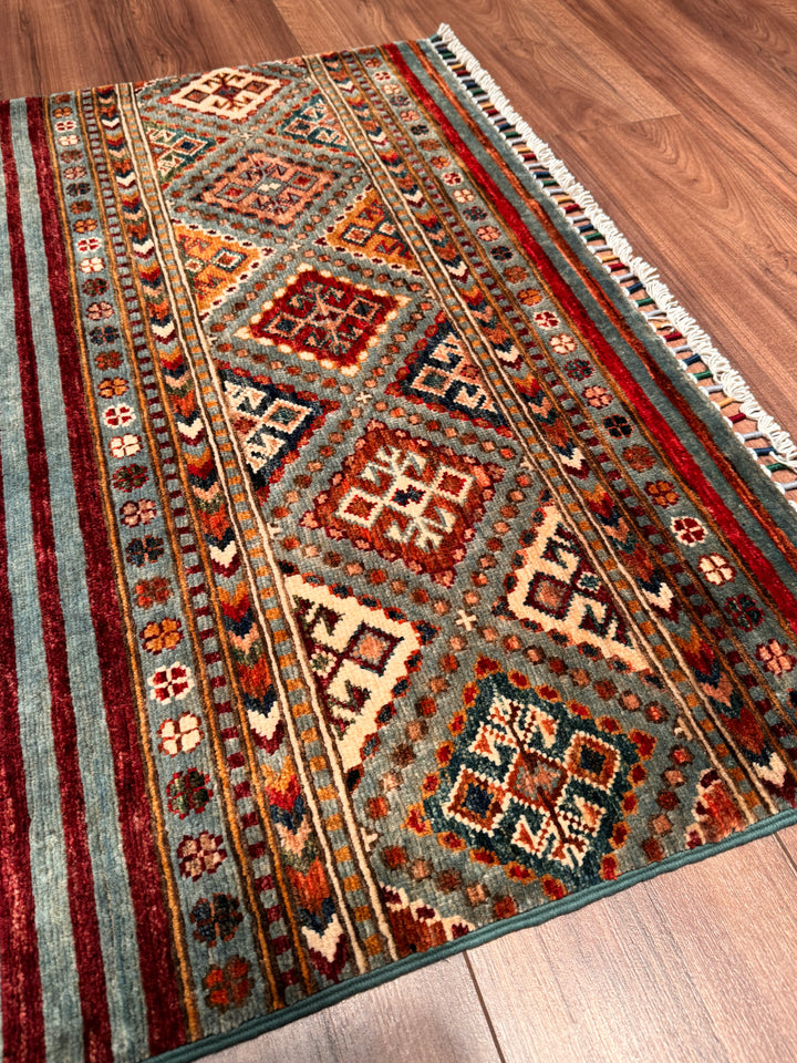 Khorjin Orijinal El Dokuması Multi Kök Boya Yün Halı 102x151 1.54 Metrekare - 3x5 ft