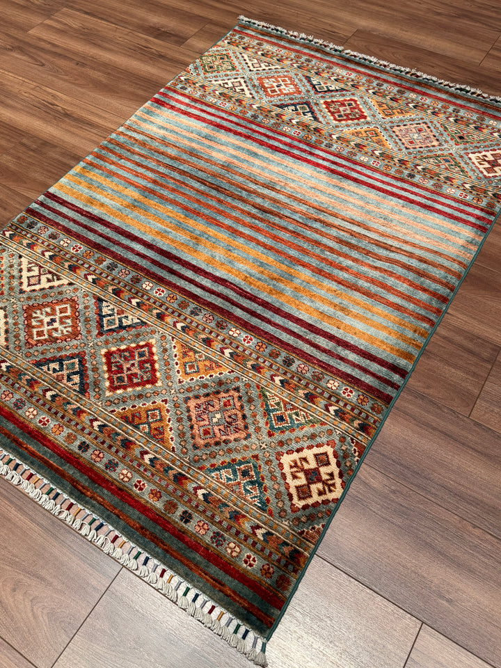 Khorjin Orijinal El Dokuması Multi Kök Boya Yün Halı 102x151 1.54 Metrekare - 3x5 ft