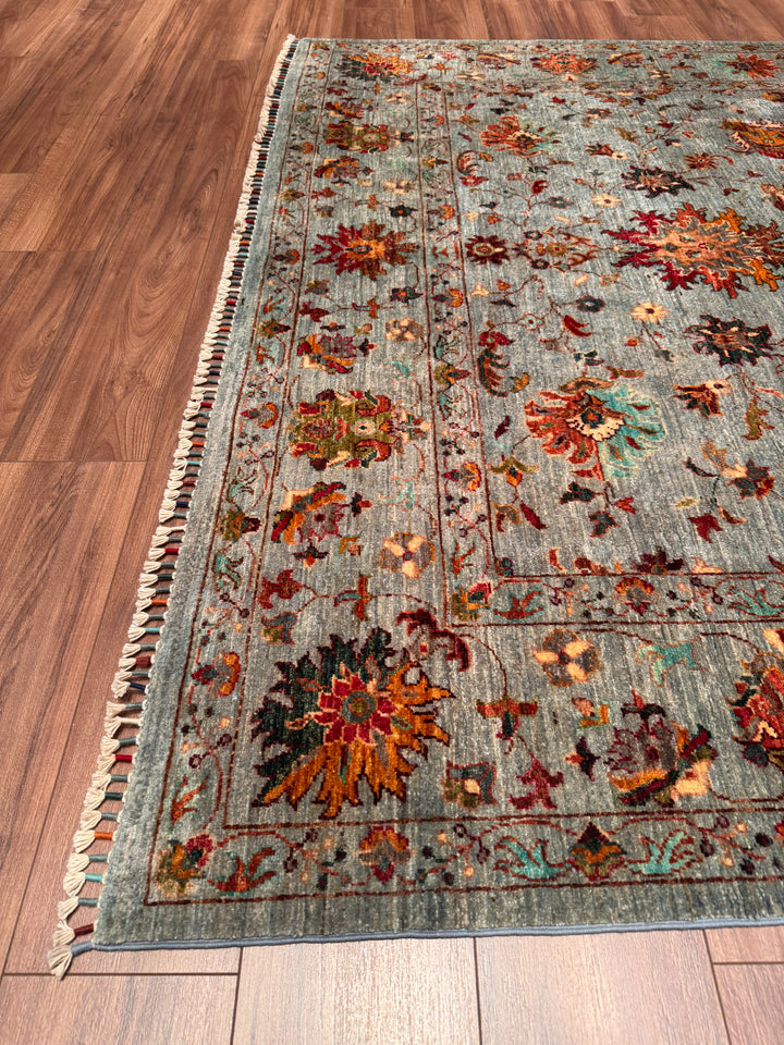 Sultani Binbirgece Orijinal El Dokuması Gri Kök Boya Yün Halı 202x297 6 Metrekare - 7x10 ft