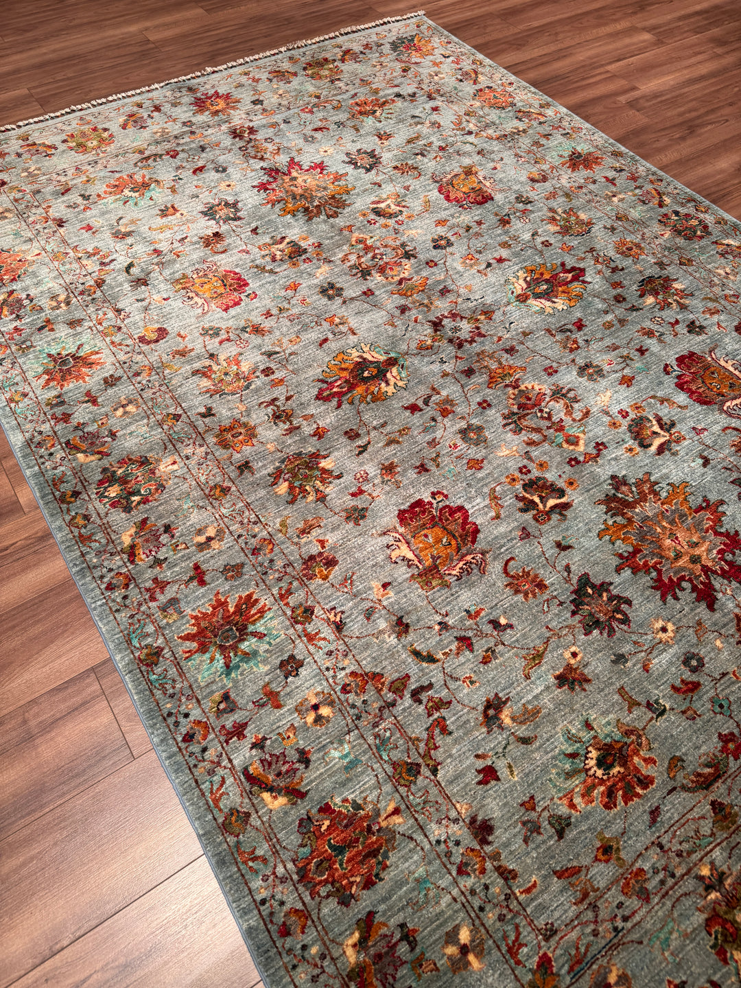 Sultani Binbirgece Orijinal El Dokuması Gri Kök Boya Yün Halı 202x297 6 Metrekare - 7x10 ft