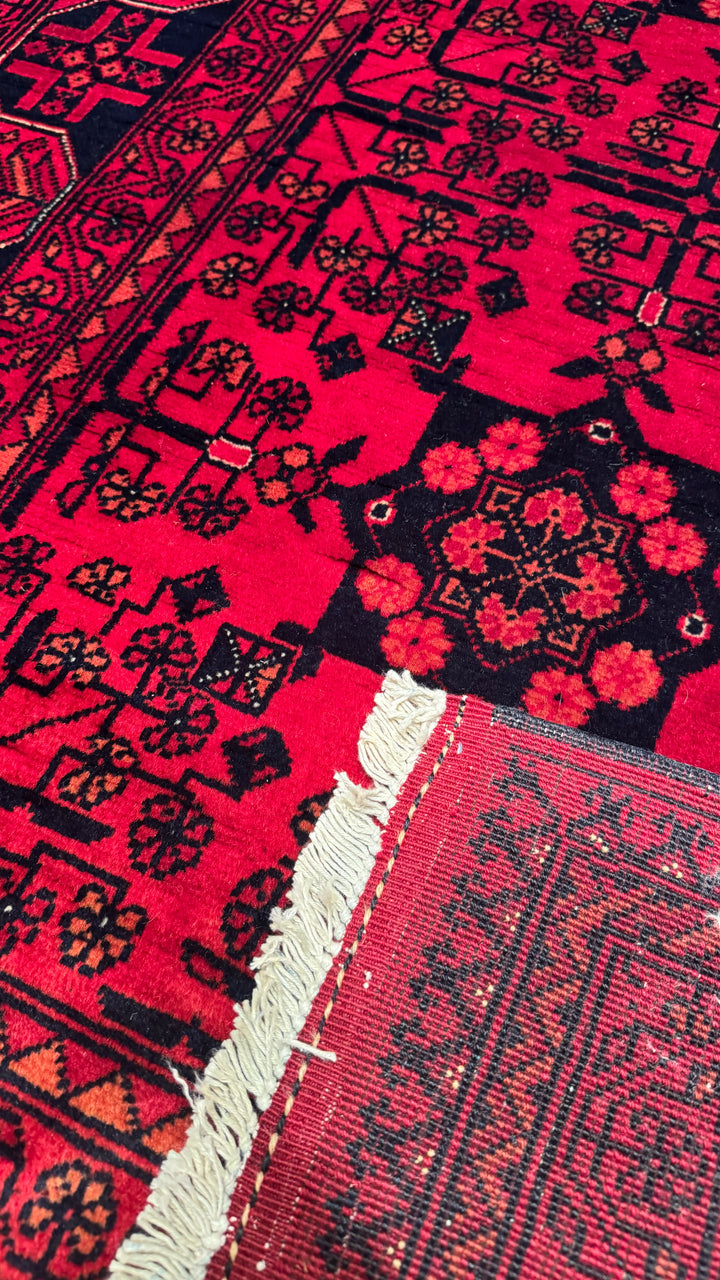 Afghan Carpet Khall Original Hand Woven Vegetable Dyed Wool 100x150 1.5 Square Meters - 3x5 ft