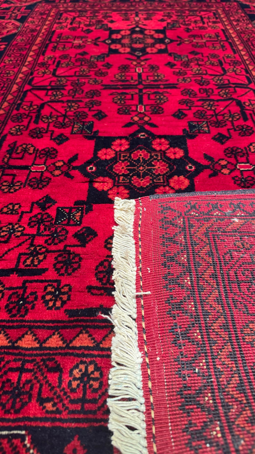 Afghan Carpet Khall Original Hand Woven Vegetable Dyed Wool 100x150 1.5 Square Meters - 3x5 ft