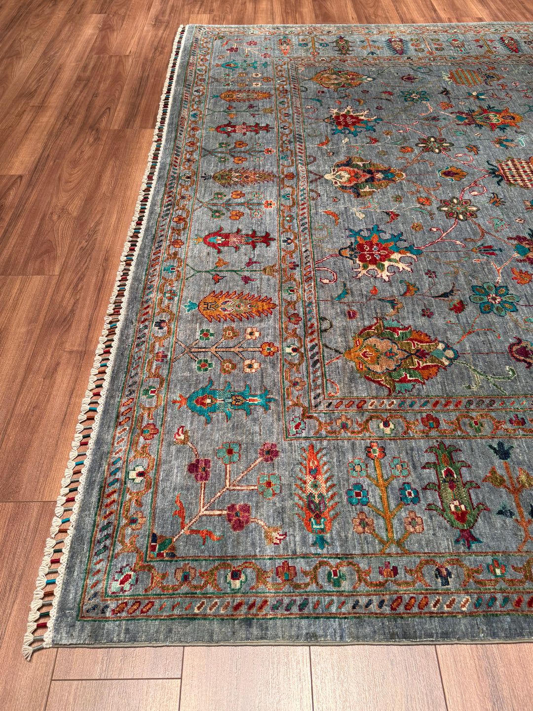 Sultani Binbirgece Orijinal El Dokuması Gri Kök Boya Yün Halı 257x309 7.94 Metrekare - 8x10 ft