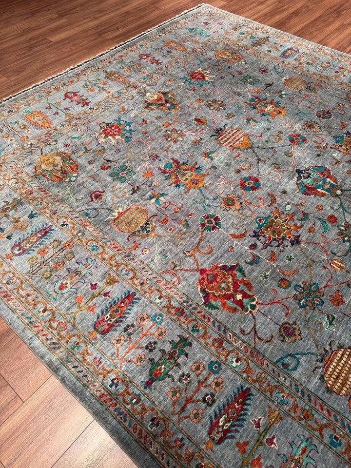 Sultani Binbirgece Orijinal El Dokuması Gri Kök Boya Yün Halı 257x309 7.94 Metrekare - 8x10 ft