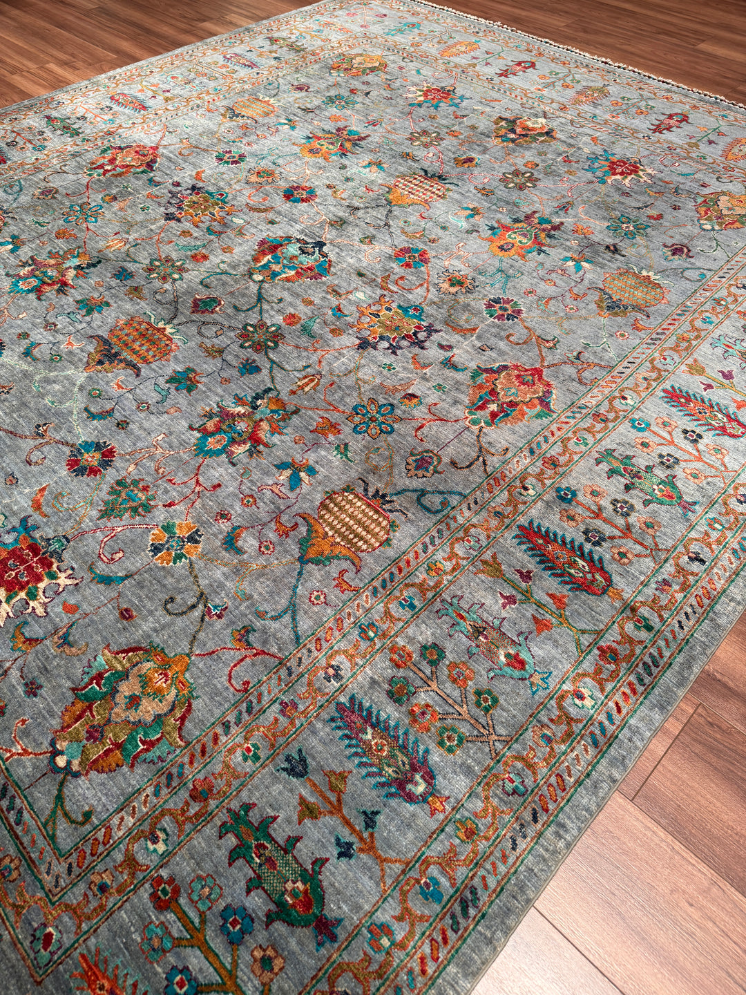 Sultani Binbirgece Orijinal El Dokuması Gri Kök Boya Yün Halı 257x309 7.94 Metrekare - 8x10 ft