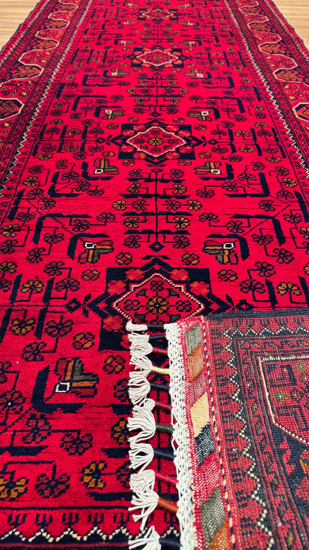 Afghan Carpet Hamyap Runner Original Hand Woven Vegetable Dyed Wool 0.87x289 2.51 Square Meters - 3x9 ft