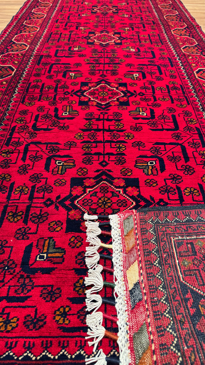 Afghan Carpet Hamyap Runner Original Hand Woven Vegetable Dyed Wool 0.87x289 2.51 Square Meters - 3x9 ft