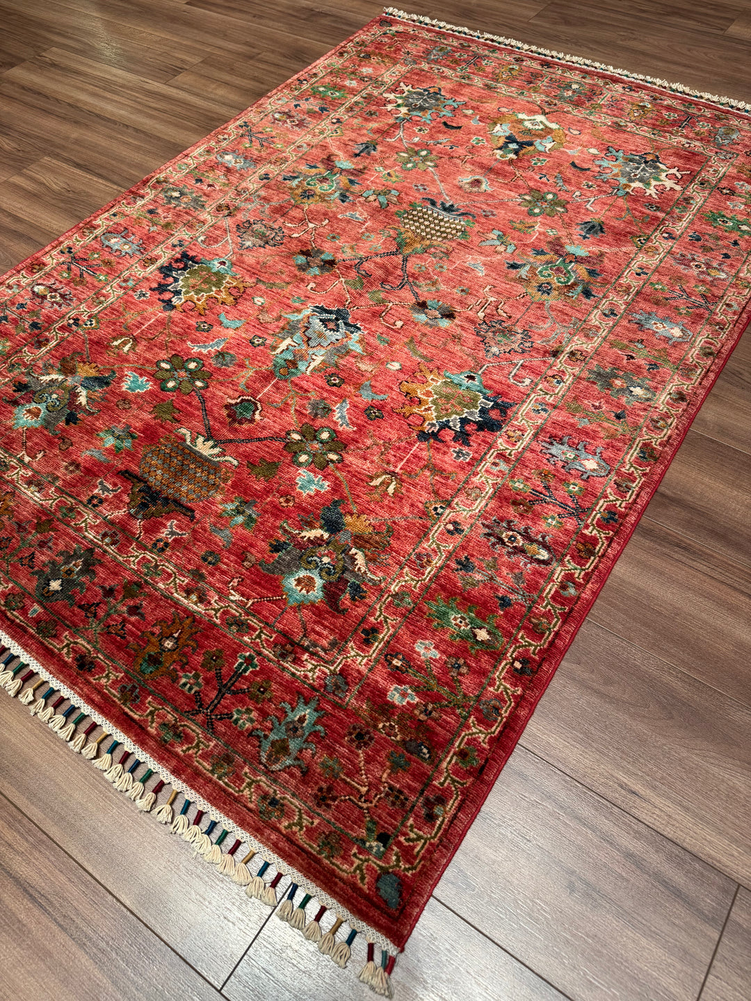 Sultani Binbirgece Orijinal El Dokuması Kırmızı Kök Boya Yün Halı 122x180 2.20 Metrekare - 4x6 ft