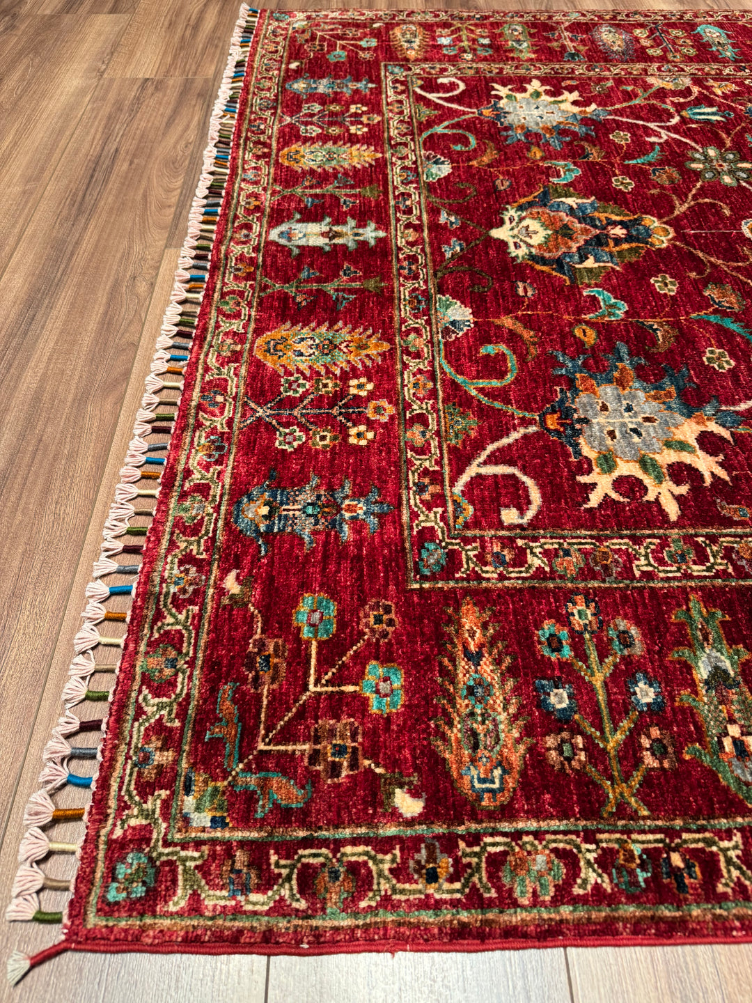 Sultani Binbirgece Original Hand-Woven Red Vegetable Dyed Wool Carpet 157x206 3.23 Square Meters - 5x7 ft