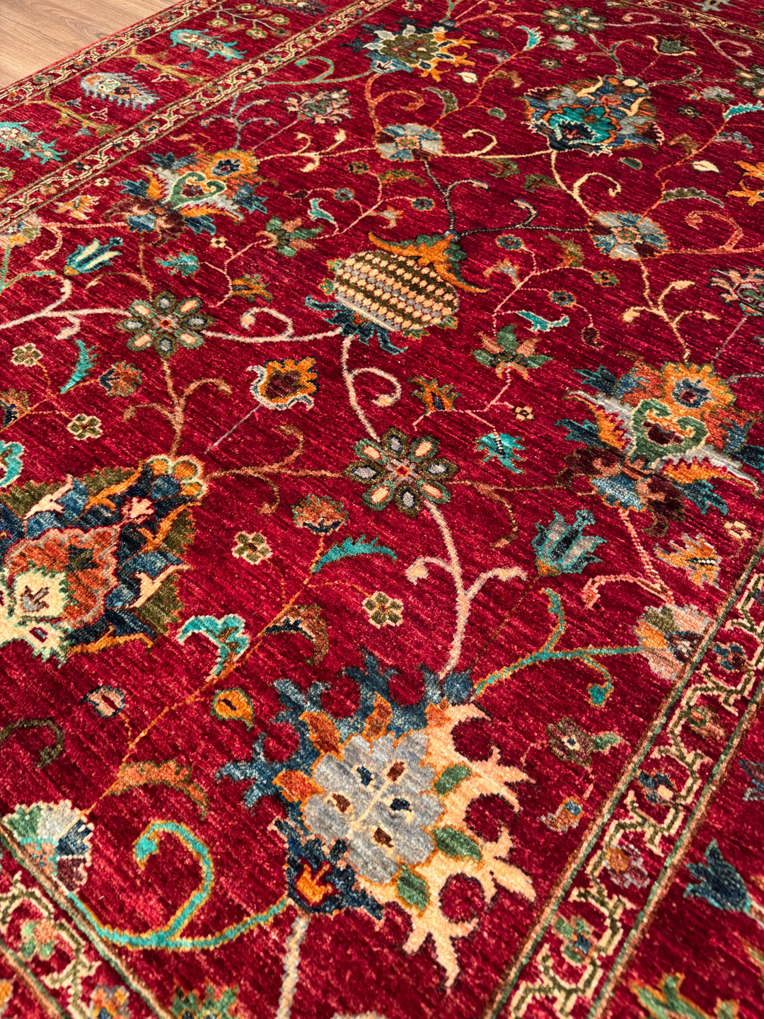 Sultani Binbirgece Original Hand-Woven Red Vegetable Dyed Wool Carpet 157x206 3.23 Square Meters - 5x7 ft
