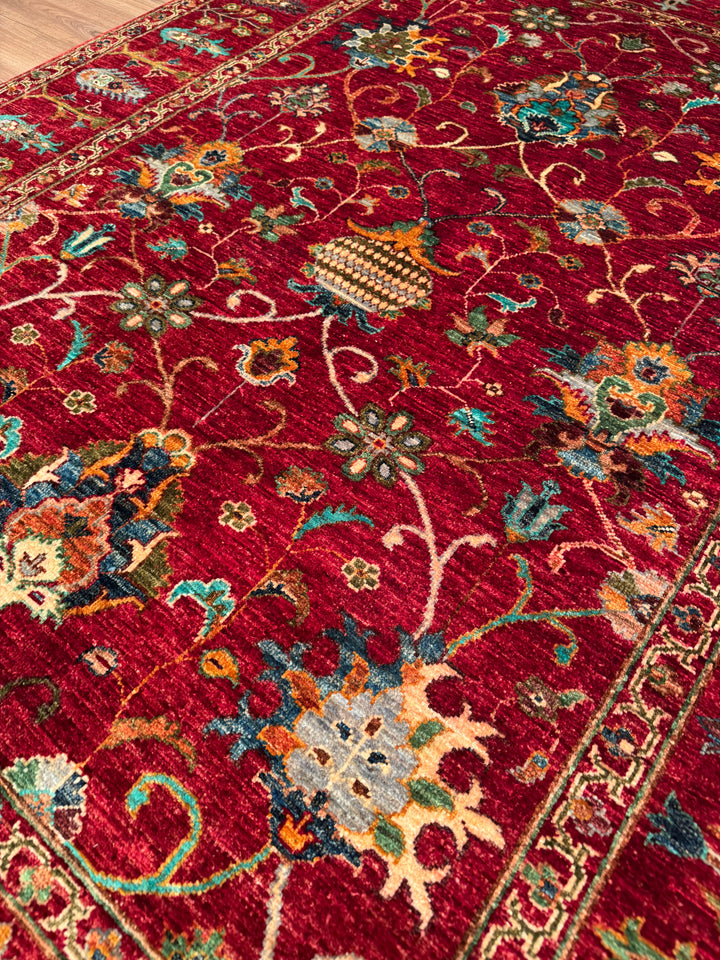 Sultani Binbirgece Original Hand-Woven Red Vegetable Dyed Wool Carpet 157x206 3.23 Square Meters - 5x7 ft