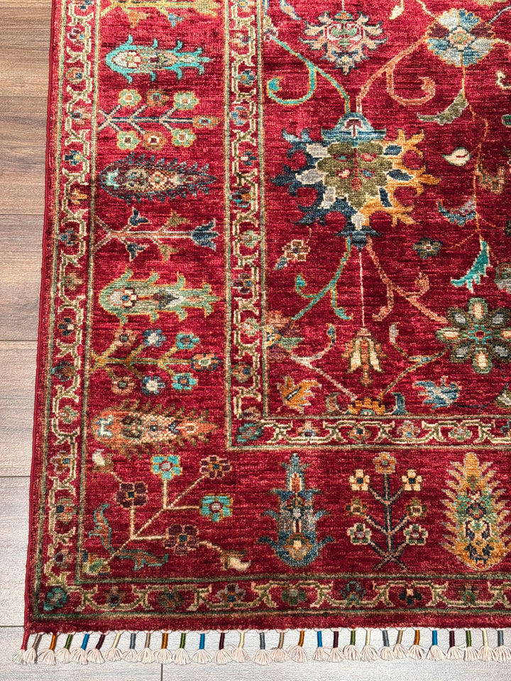 Sultani Binbirgece Original Hand-Woven Red Vegetable Dyed Wool Carpet 157x206 3.23 Square Meters - 5x7 ft