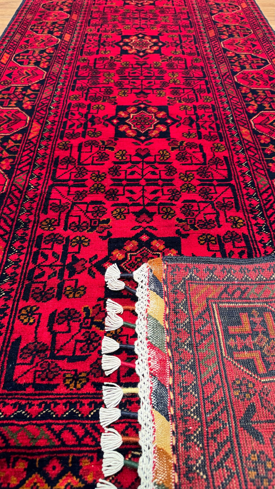 Afghan Carpet Hamyap Runner Original Hand Woven Vegetable Dyed Wool 0.79x304 2.40 Square Meters - 2x10 ft