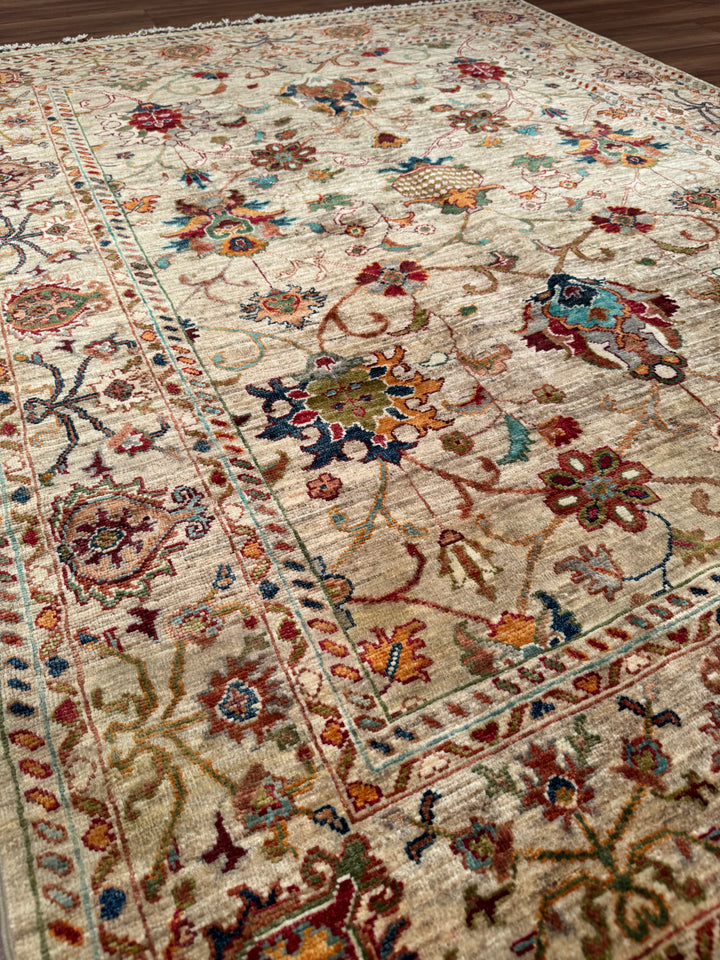 Sultani Binbirgece Orijinal El Dokuması Bej Kök Boya Yün Halı 152x196 2.98 Metrekare - 5x6 ft