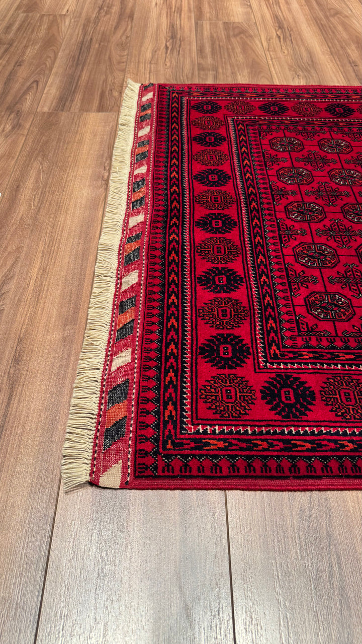 Afghan Carpet Bilcik Original Hand Woven Vegetable Dyed Wool 100x144 1.44 Square Meters - 3x4 ft