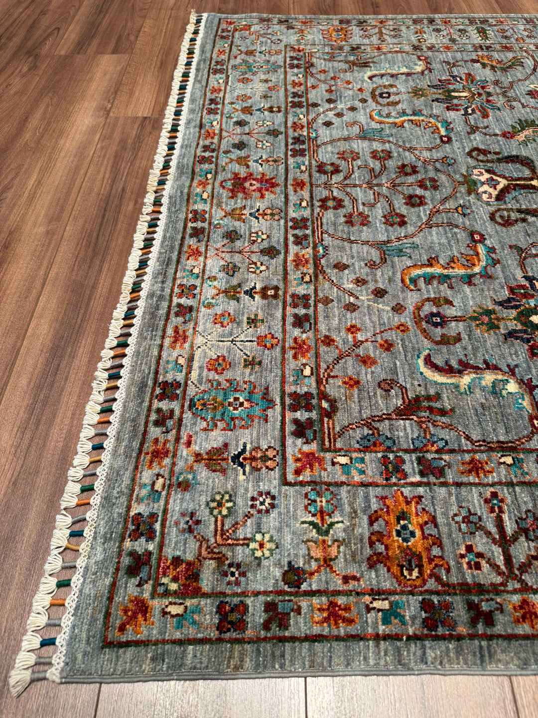 Sultani Binbirgece Orijinal El Dokuması Gri Kök Boya Yün Halı 150x188 2.82 Metrekare - 4x6 ft