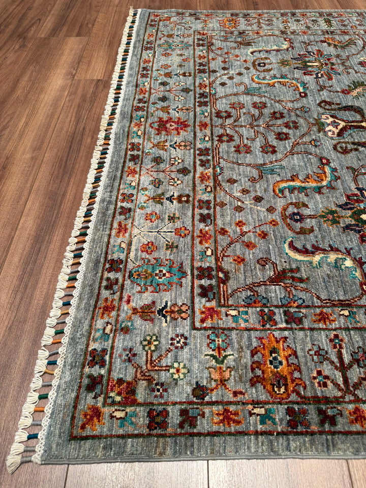 Sultani Binbirgece Orijinal El Dokuması Gri Kök Boya Yün Halı 150x188 2.82 Metrekare - 4x6 ft