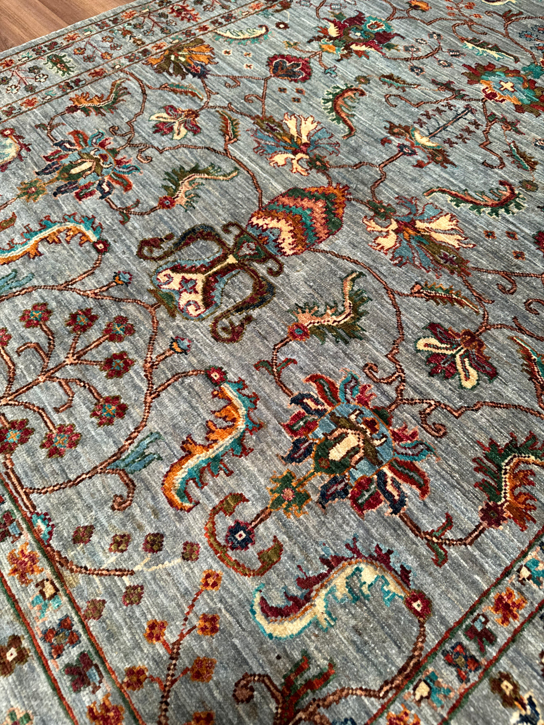 Sultani Binbirgece Orijinal El Dokuması Gri Kök Boya Yün Halı 150x188 2.82 Metrekare - 4x6 ft