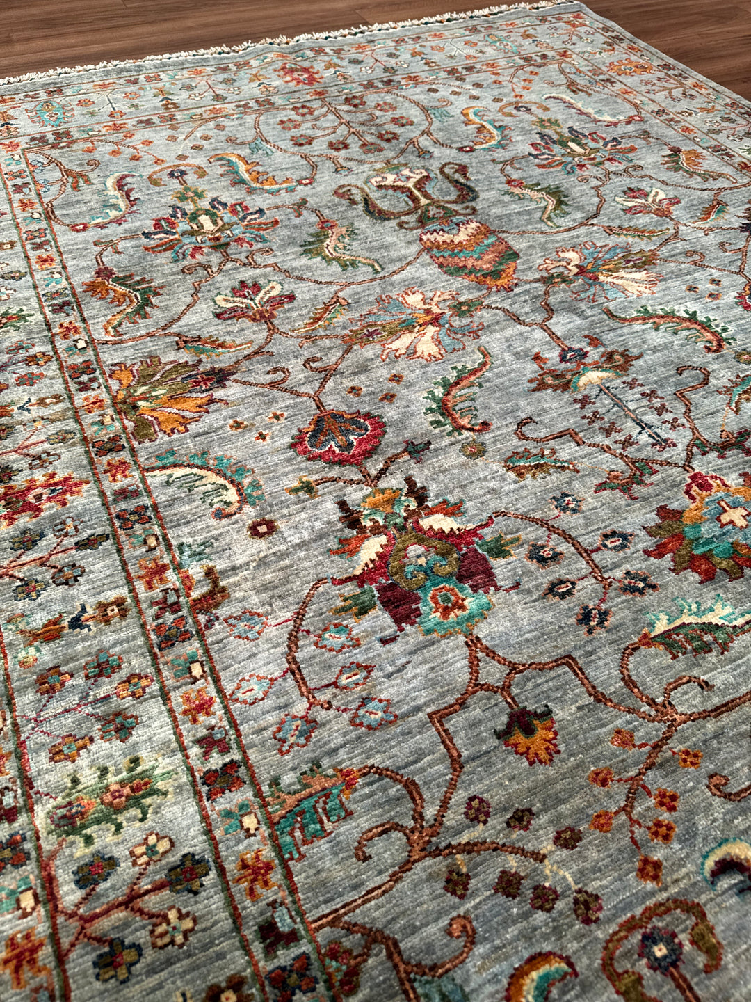 Sultani Binbirgece Orijinal El Dokuması Gri Kök Boya Yün Halı 150x188 2.82 Metrekare - 4x6 ft