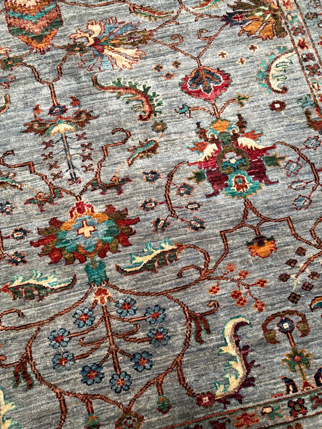 Sultani Binbirgece Orijinal El Dokuması Gri Kök Boya Yün Halı 150x188 2.82 Metrekare - 4x6 ft