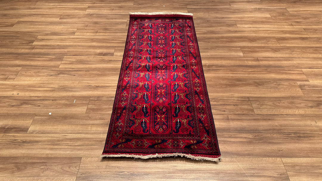 Afghan Carpet Runner Bilcik Original Hand Woven Vegetable Dyed Wool 0.81x198 1.60 Square Meters - 3x6 ft