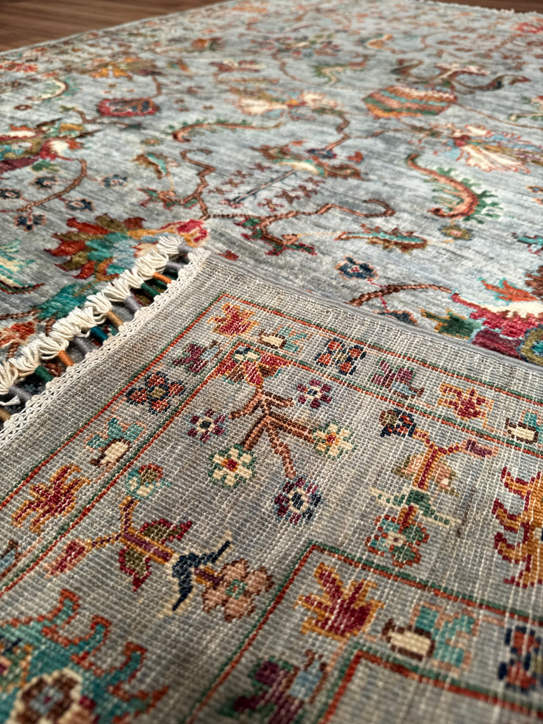 Sultani Binbirgece Orijinal El Dokuması Gri Kök Boya Yün Halı 150x188 2.82 Metrekare - 4x6 ft