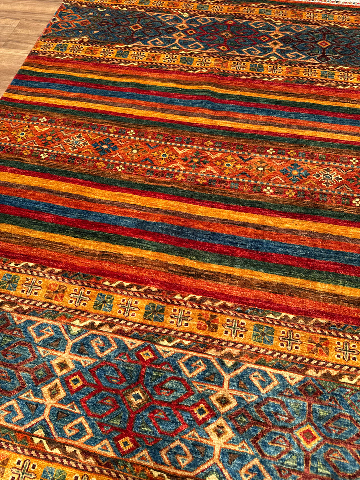 Khorjin Orijinal El Dokuması Multi Kök Boya Yün Halı 152x195 2.96 Metrekare - 4x6 ft