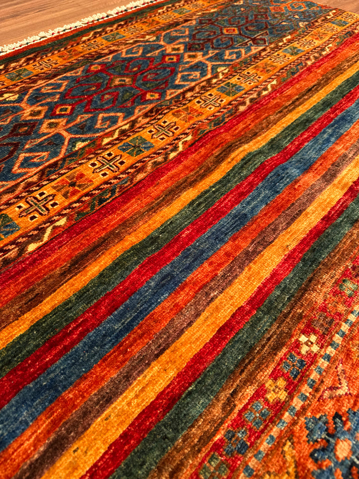 Khorjin Orijinal El Dokuması Multi Kök Boya Yün Halı 152x195 2.96 Metrekare - 4x6 ft