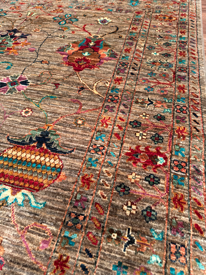 Sultani Binbirgece Orijinal El Dokuması Bej Kök Boya Yün Halı 150x196 2.94 Metrekare - 5x6 ft