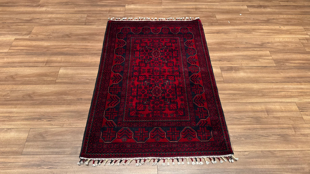 Afghan Carpet Hamyap Original Hand Woven Vegetable Dyed Wool 0.98x145 1.42 Square Meters - 3x4 ft