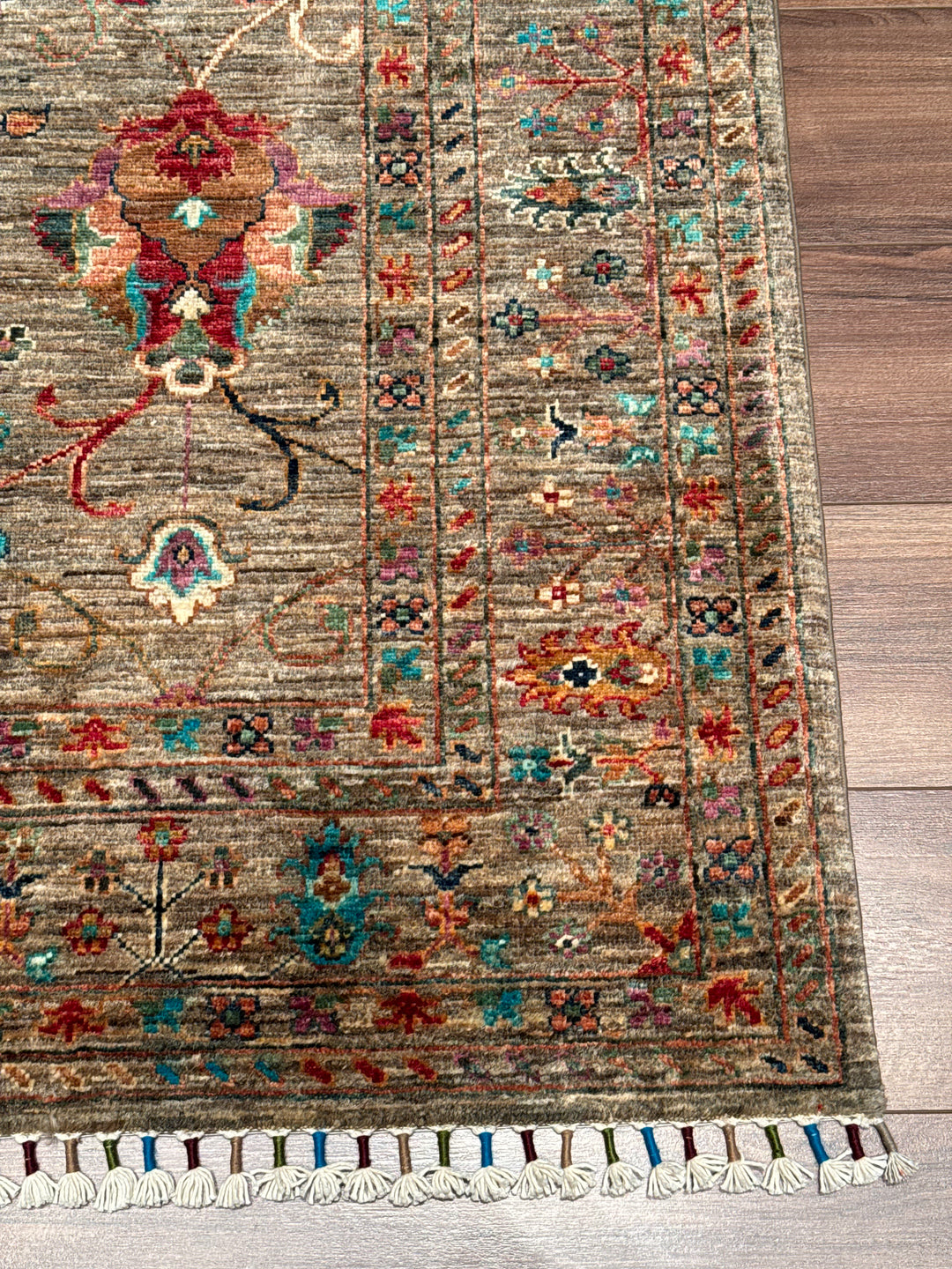 Sultani Binbirgece Orijinal El Dokuması Bej Kök Boya Yün Halı 150x196 2.94 Metrekare - 5x6 ft