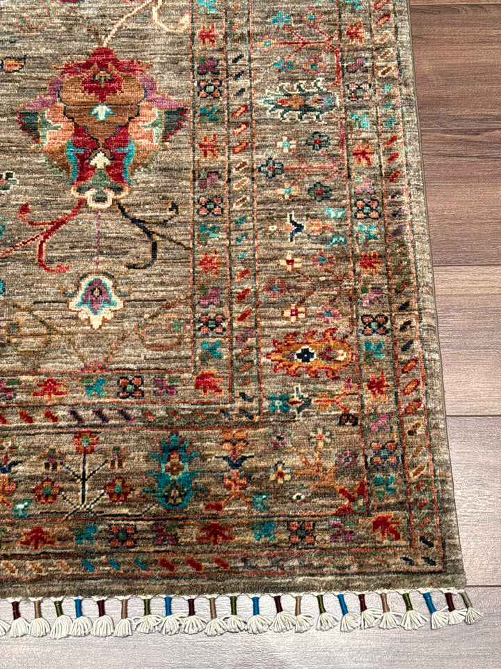 Sultani Binbirgece Orijinal El Dokuması Bej Kök Boya Yün Halı 150x196 2.94 Metrekare - 5x6 ft