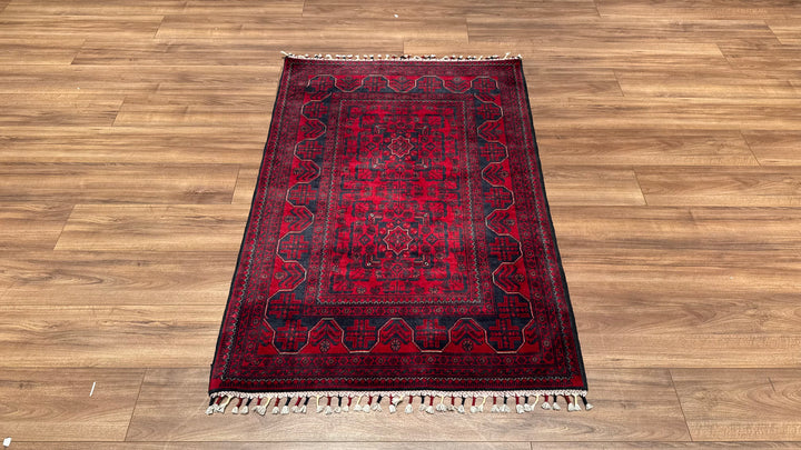 Afghan Carpet Hamyap Original Hand Woven Vegetable Dyed Wool 0.98x145 1.42 Square Meters - 3x4 ft