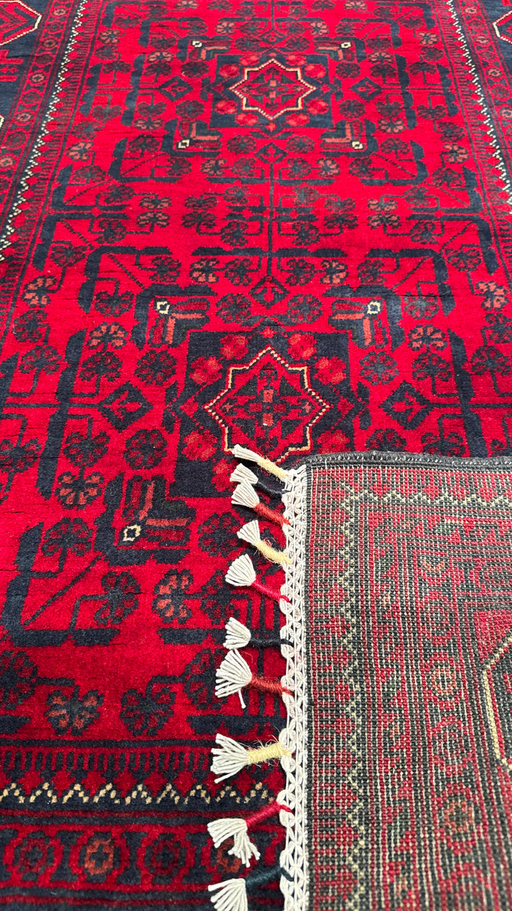 Afghan Carpet Hamyap Original Hand Woven Vegetable Dyed Wool 0.98x145 1.42 Square Meters - 3x4 ft