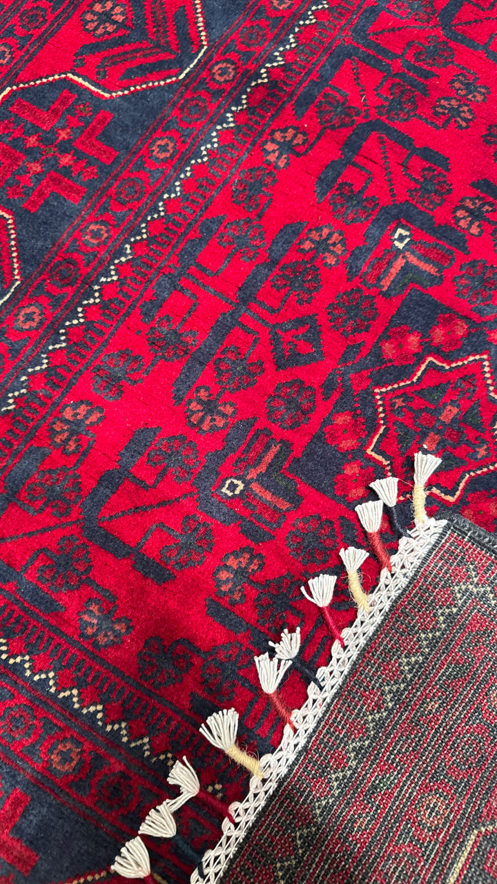 Afghan Carpet Hamyap Original Hand Woven Vegetable Dyed Wool 0.98x145 1.42 Square Meters - 3x4 ft