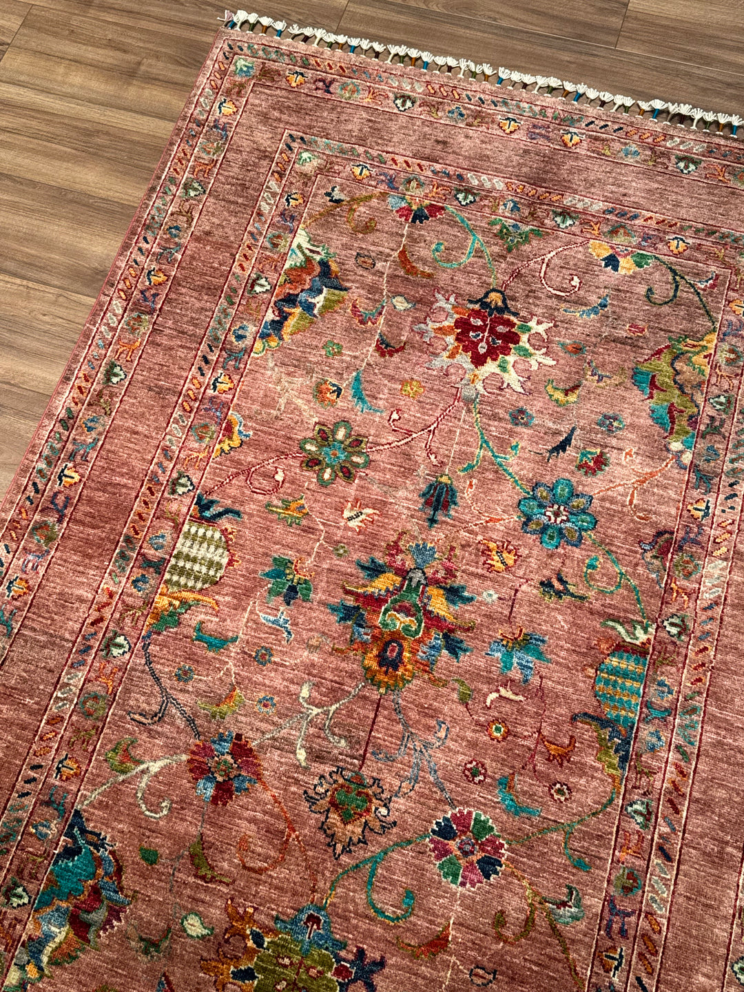 Sultani Binbirgece Orijinal El Dokuması Pembe Kök Boya Yün Halı 126x201 2.53 Metrekare - 3x5 ft