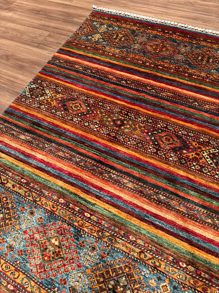 Khorjin Orijinal El Dokuması Multi Kök Boya Yün Halı 127x184 2.34 Metrekare - 4x6 ft