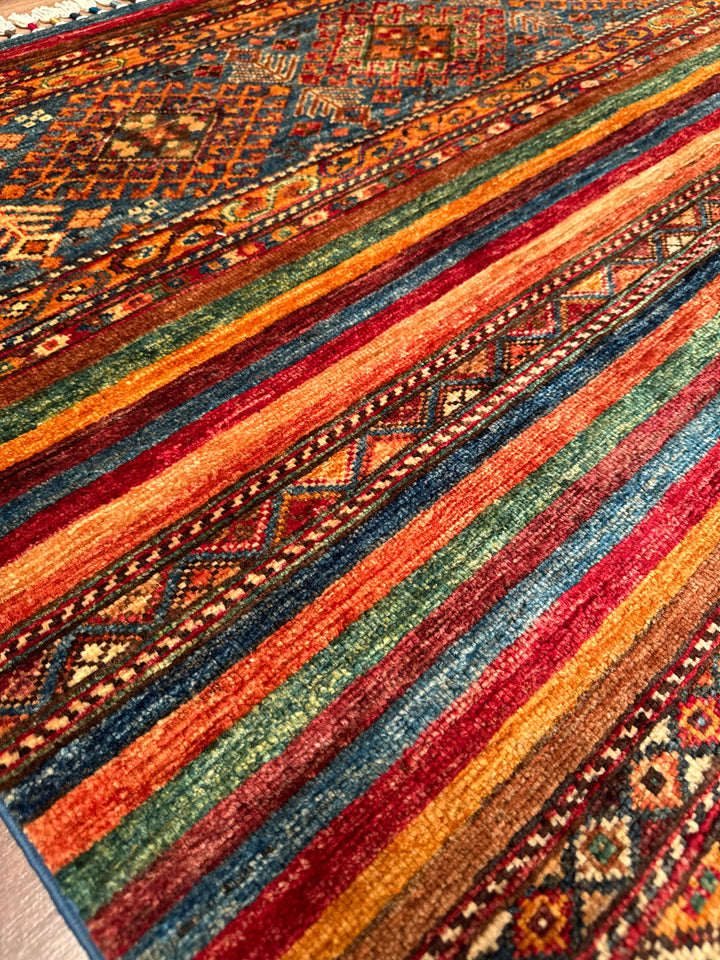 Khorjin Orijinal El Dokuması Multi Kök Boya Yün Halı 127x184 2.34 Metrekare - 4x6 ft