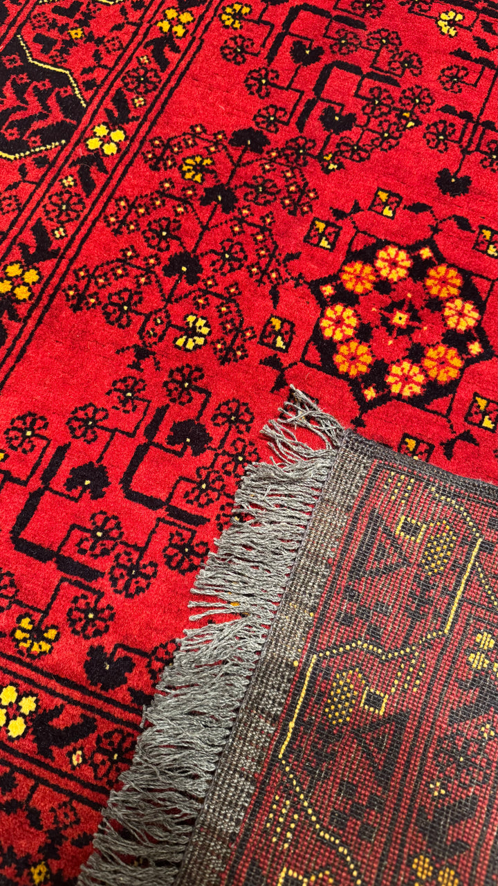 Afghan Rug Long Runner Kunduz Original Hand Woven Vegetable Dyed Wool 0.89x377 3.36 Square Meters - 3x12 ft