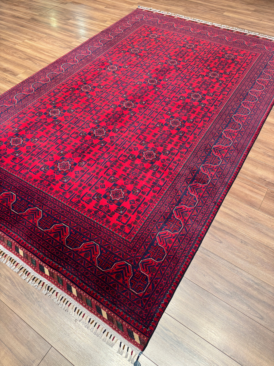 Afgan Halısı Hamyap Orijinal El Dokuması Kök Boya Yün 201x301 6.05 Metrekare - 7x10 ft