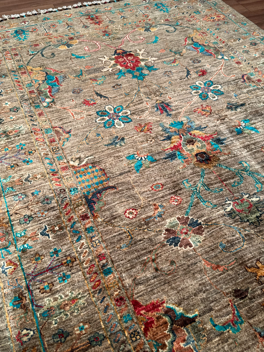 Sultani Binbirgece Orijinal El Dokuması Bej Kök Boya Yün Halı 119x181 2.15 Metrekare - 4x6 ft