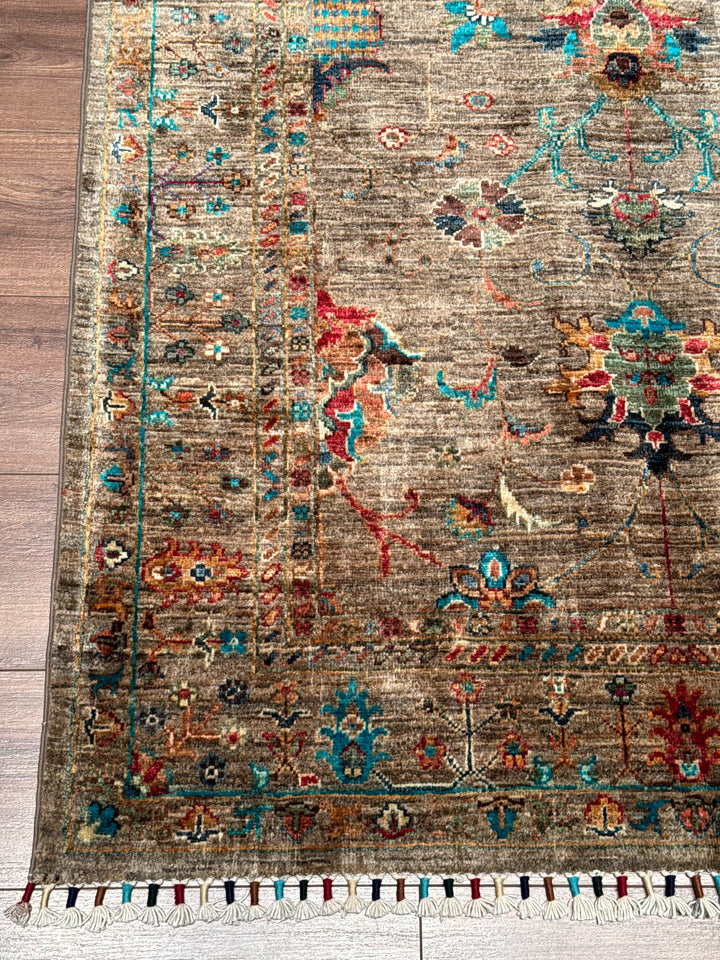 Sultani Binbirgece Orijinal El Dokuması Bej Kök Boya Yün Halı 119x181 2.15 Metrekare - 4x6 ft